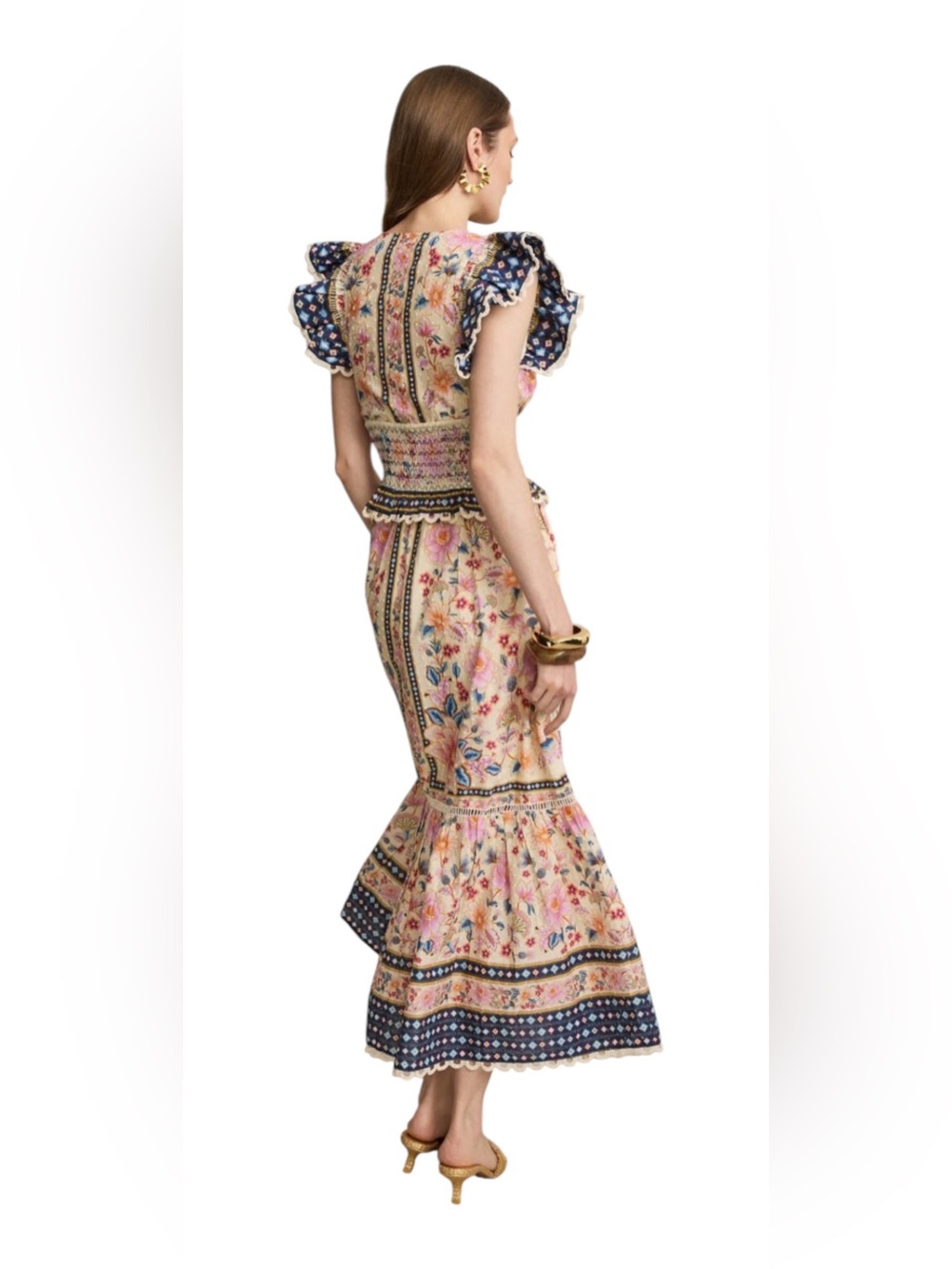 Farm Rio Superbloom Tapestry Maxi Dress Medium Boho Floral Cottagecore Cotton - Picture 2 of 15